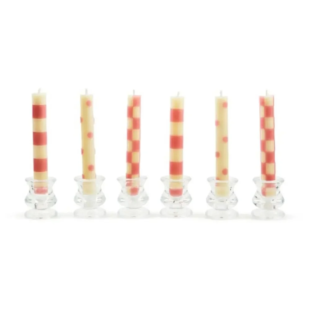 NEW Mackenzie Childs Pink Mini Dinner Candles, Set of 6